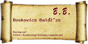 Boskovics Balázs névjegykártya